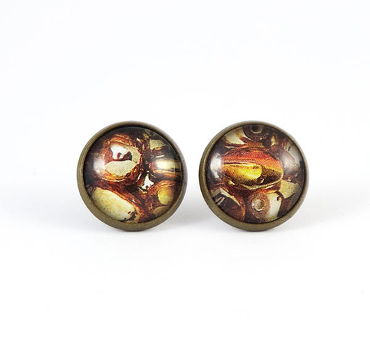 kolczyki szklane Kolczyki - Brązowe 1 - wkrętki, sztyfty