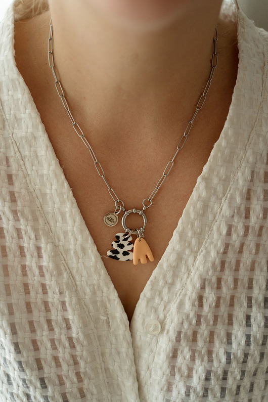 naszyjniki - inne Naszyjnik modern z 2 zawieszkami z gliny polimerowej