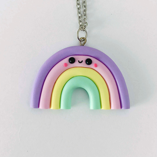 naszyjniki - inne Naszyjnik  Pastelowa Tęcza Kawaii