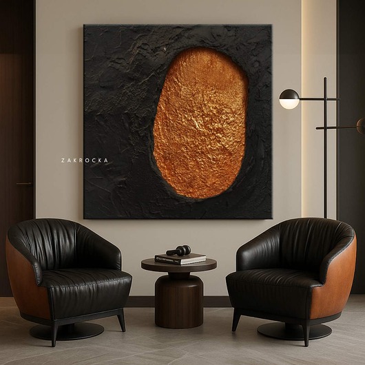 obrazy Modny obraz strukturalny KIRKE czerń i ciemne złoto