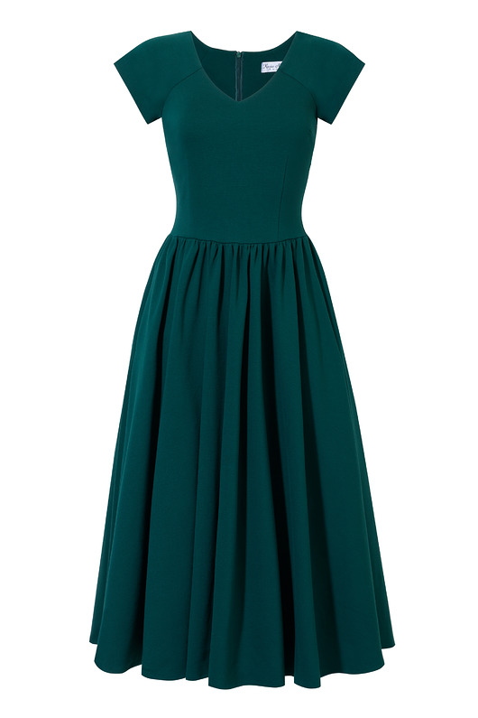 sukienki midi damskie Zielona rozkloszowana sukienka midi