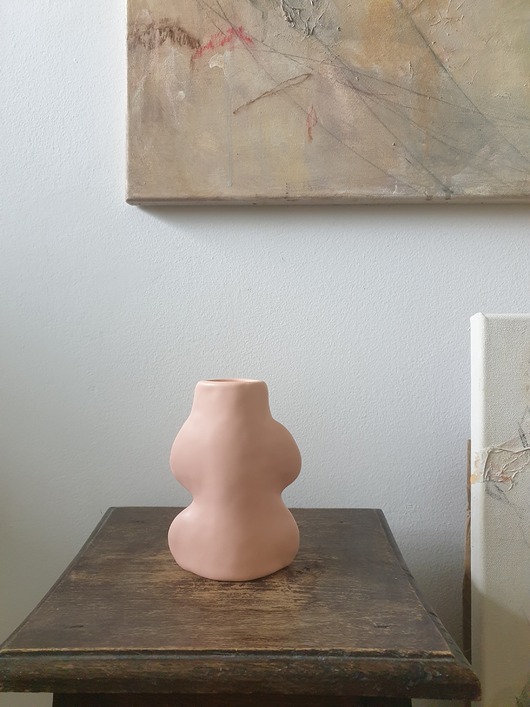 wazony Wazon  rzeźba Fluxo różowy mały  ceramika wys 14 cm