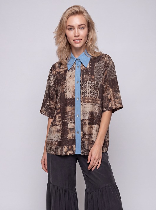 koszule damskie Koszula damska Derszka oversize z nadrukiem vintage