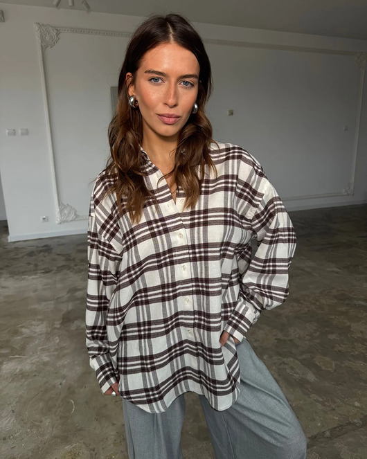koszule damskie  Koszula Sedated ecru & brown