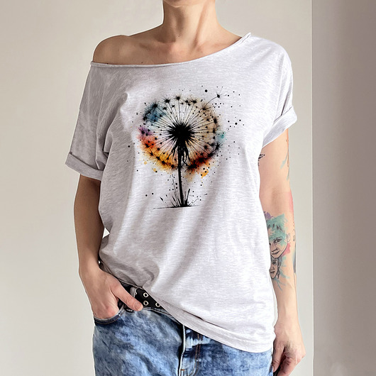 t-shirt damskie Duchawiec Kolorowy Szary Oversize