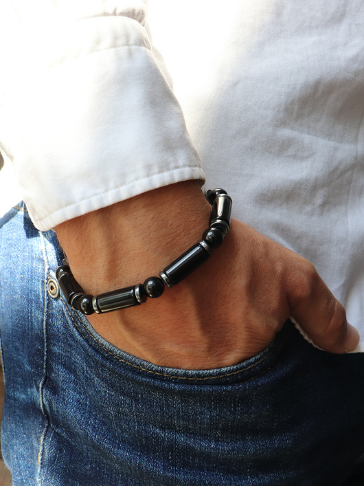 biżuteria męska Bransoletka męska - czarny turmalin, hematyt