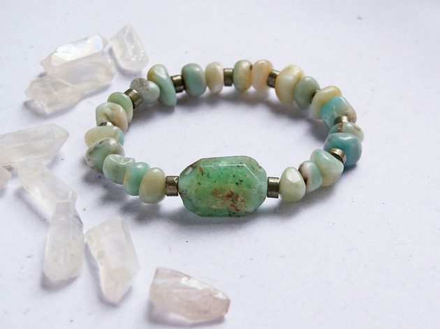 bransoletki z kamieni naturalnych UNIKAT - chryzopraz, amazonit, piryt