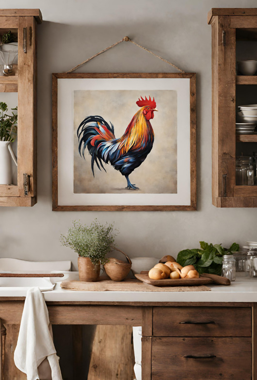 grafiki i ilustracje PLAKAT  kogut, obraz na ścianę, wiejska dekoracja wielkanoc