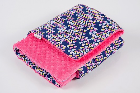 Mięciutki kocyk minky - f. serduszka - 75x100 Minky and Cotton