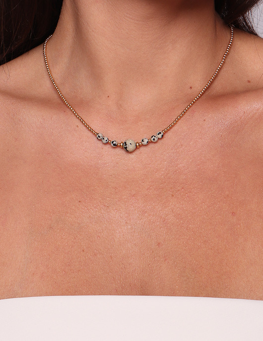 naszyjniki - inne Naszyjnik z kamieni naturalnych jaspis dalmatyński hematyt -  Talizman odwagi