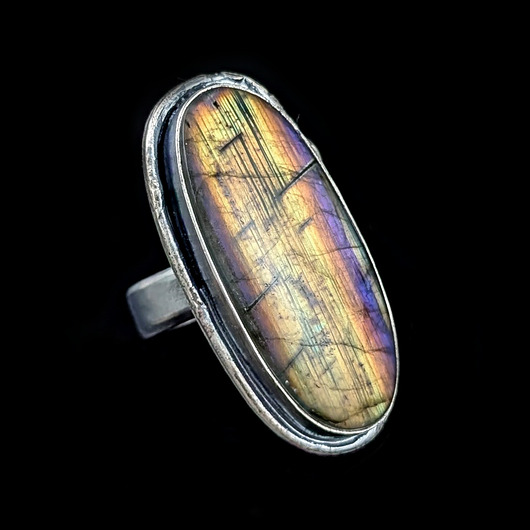 pierścionki srebrne Pierścionek złocisty labradoryt