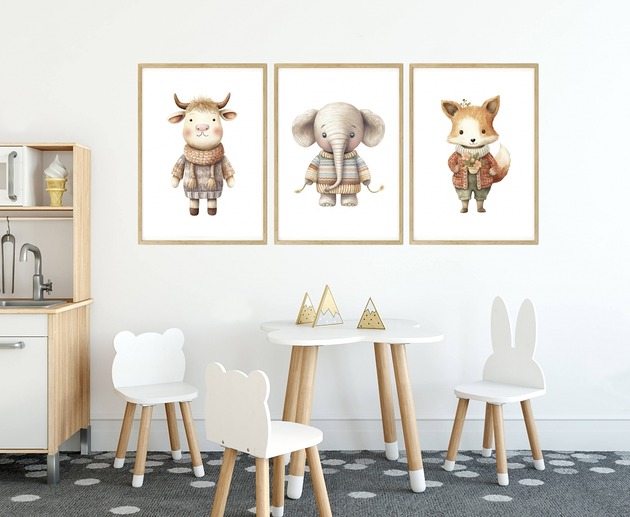 plakaty Plakaty Zwierzęta Jesień, Plakaty Na Ścianę Dla Dzieci 3 szt