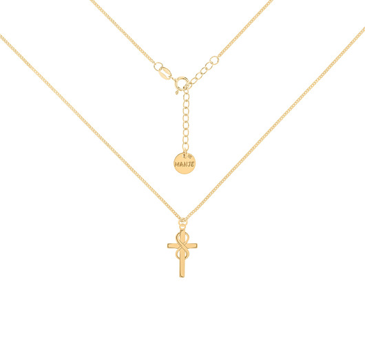 chokery Pozłacany choker pancerka z krzyżem i nieskończonością