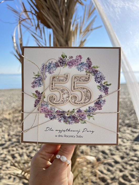 kartki scrapbooking Rustykalna kartka życzenia z okazji 55. rocznicy ślubu