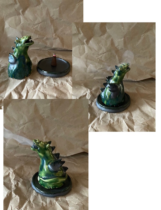 świeczniki i świece Smok ceramiczny na kadzidełko stożkowe