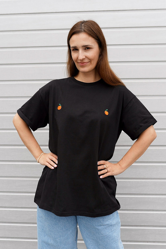 t-shirt damskie T-shirt Voila Czarny Pomarańcze