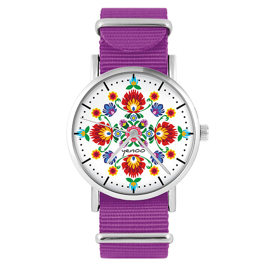 zegarki damskie Zegarek - Folkowa mandala - amarant, nato