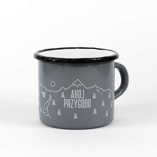 kubki Kubek turystyczny emaliowany AHOJ PRZYGODO szary 500ml