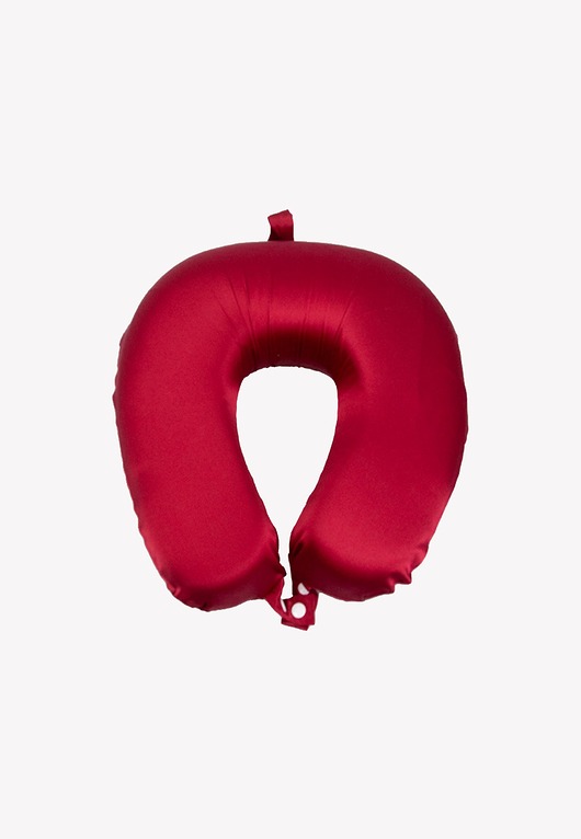 akcesoria różne Poduszka jedwabna zagłówek podróżny w kształcie litery "U" bordowy