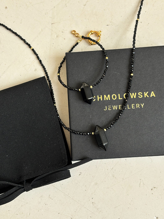 komplet biżuterii Komplet naszyjnik i bransoletka z onyksu