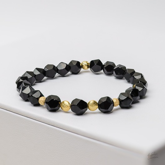 bransoletki z kamieni naturalnych Bransoletka Damska z Kamieni Agat Fasetowany  i srebra pozłacanego  925