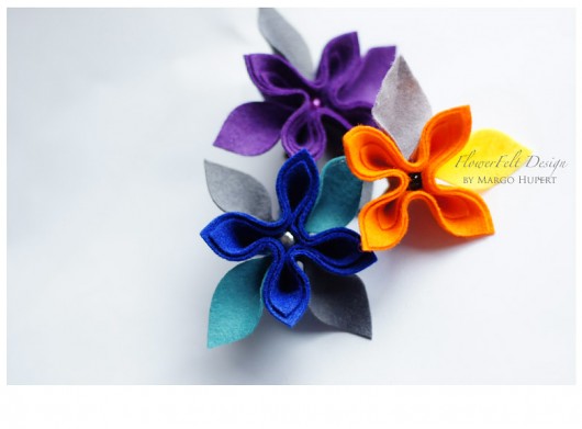 indygo fiolet pomarańcz FlowerFelt Design