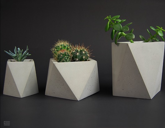 doniczki ZESTAW doniczek  betonowych  Ikosahedron 1+2+3