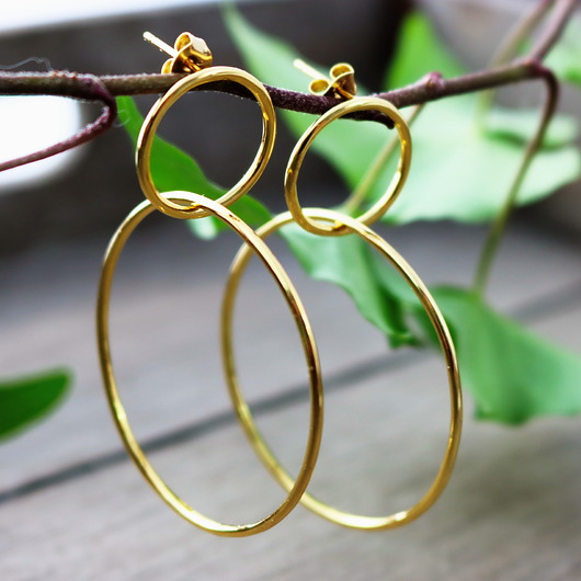 Kolczyki podwójne koła - srebro 925 pozłacane Coccola JEWELLERY