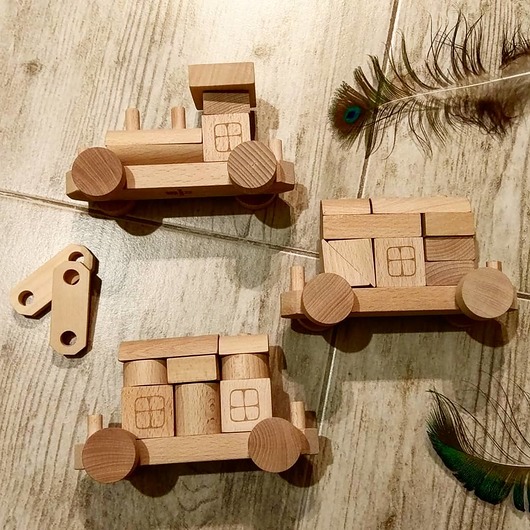 Drewniany pociąg z klocków,mini +PERSONALIZACJA Tarnawa