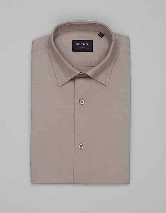 koszule męskie Koszula modigliana 00537 długi rękaw beżowy slim fit