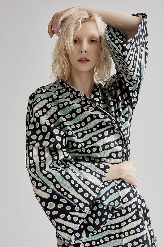 sukienki mini damskie Kimono miętowo-czarne Wildness Glow