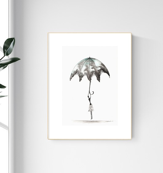 grafika 21 x 30 cm  wykonana ręcznie, abstrakcja Krystyna Siwek Art