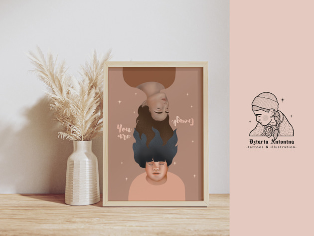 plakaty You are enough   Print A4 plakat self love