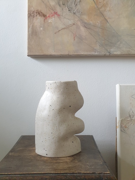 wazony Wazon rzeźba Fluxo kremowy duży ceramika wys 20 cm