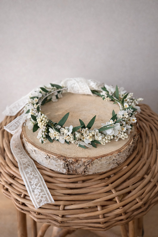 wianki komunijne Wianek na głowę eukaliptus suszki