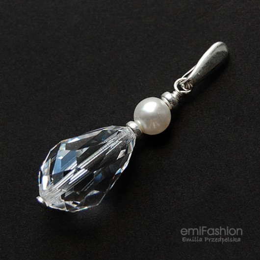 Teardrop Crystal z perłą - zawieszka MAREMI Jewelry
