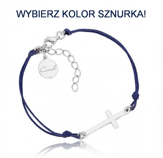 Bransoletka sznurkowa krzyżyk- srebro 925 Coccola JEWELLERY
