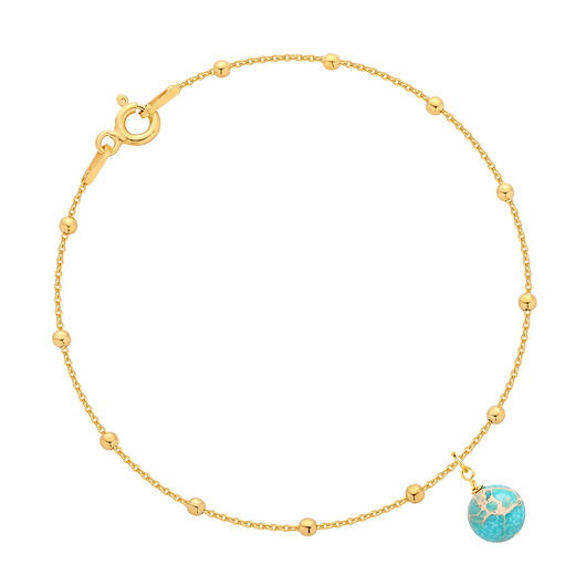 bransoletki z kamieni naturalnych Bransoletka pozłacana z turkusem