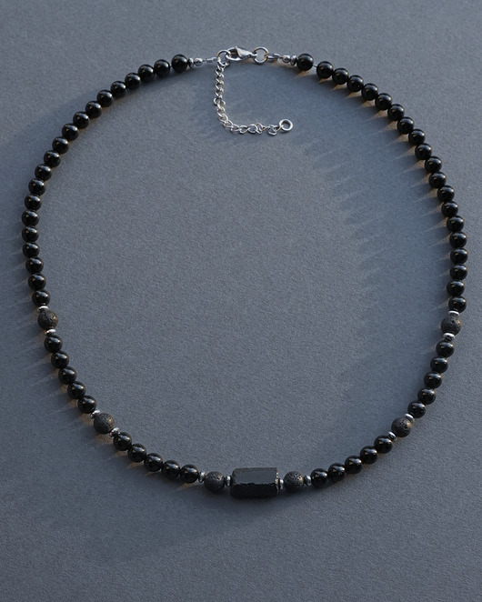 biżuteria męska Męski naszyjnik ochronny onyks i turmalin