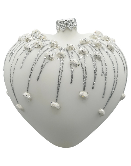 ozdoby choinkowe Bombka choinkowa: Serce matowe z brokatem: białe