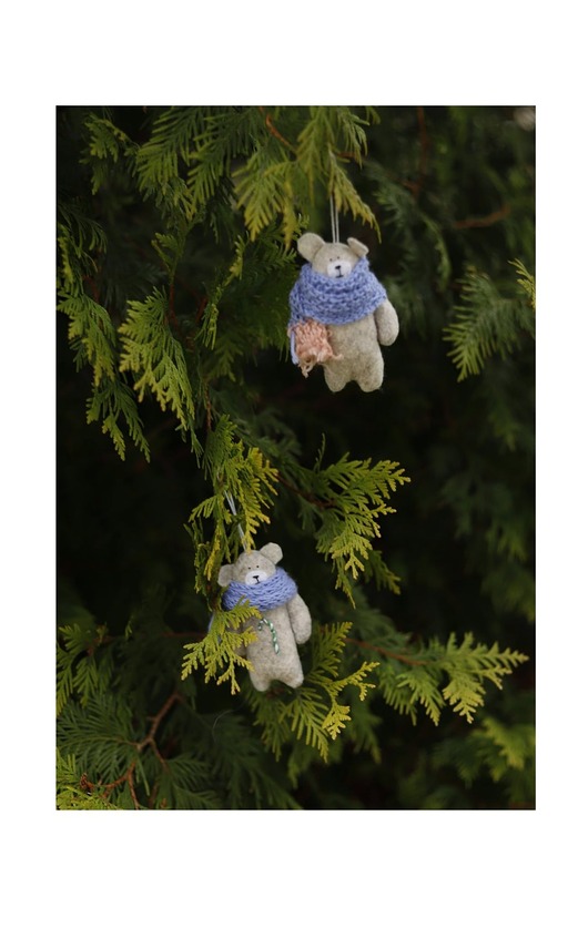 dekoracje świąteczne Misie zawieszki na choinkę komplet