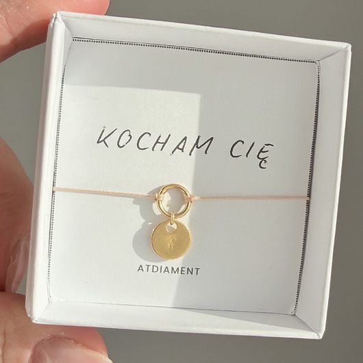 bransoletki z kamieni naturalnych Bransoletka na sznurku personalizowana TWOJA LITERKA beżowy