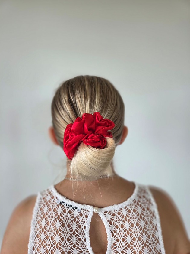 gumki do włosów Gumka jedwabna, scrunchie, frotka flame red MAXI