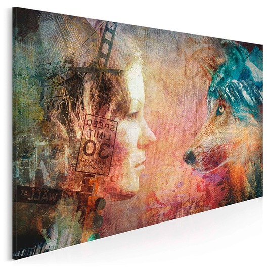 42201 Obraz na płótnie - WILK KOBIETA - 120x80 VAKUdsgn