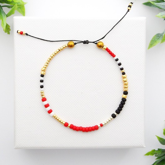 Bransoletka Minimal Hematite - Light Red and Gol Ilovehandmade