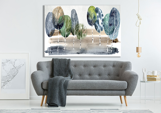 Obraz na płótnie  PEJZAŻ Z BRZOZAMI 120x80cm LUdesign gallery
