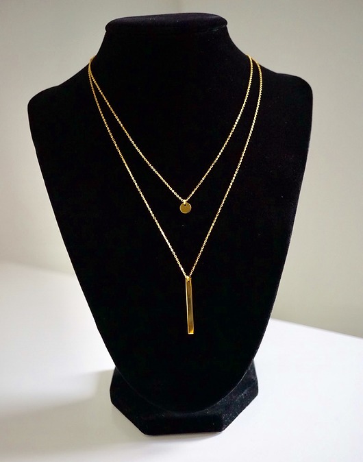 Pozłacany podwójny naszyjnik z kółeczkiem 925 VENA Jewellery