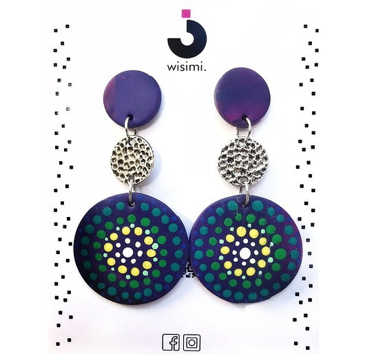 kolczyki z masy plastycznej Oryginalne kontrastowe kolczyki mandala dots