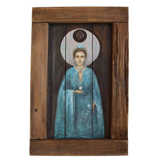 obrazy Luna, obraz na starych deskach kobieta postać