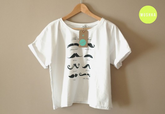 Wąsiasty Cropped TEE rozmiar S+M oversized MUSHKA